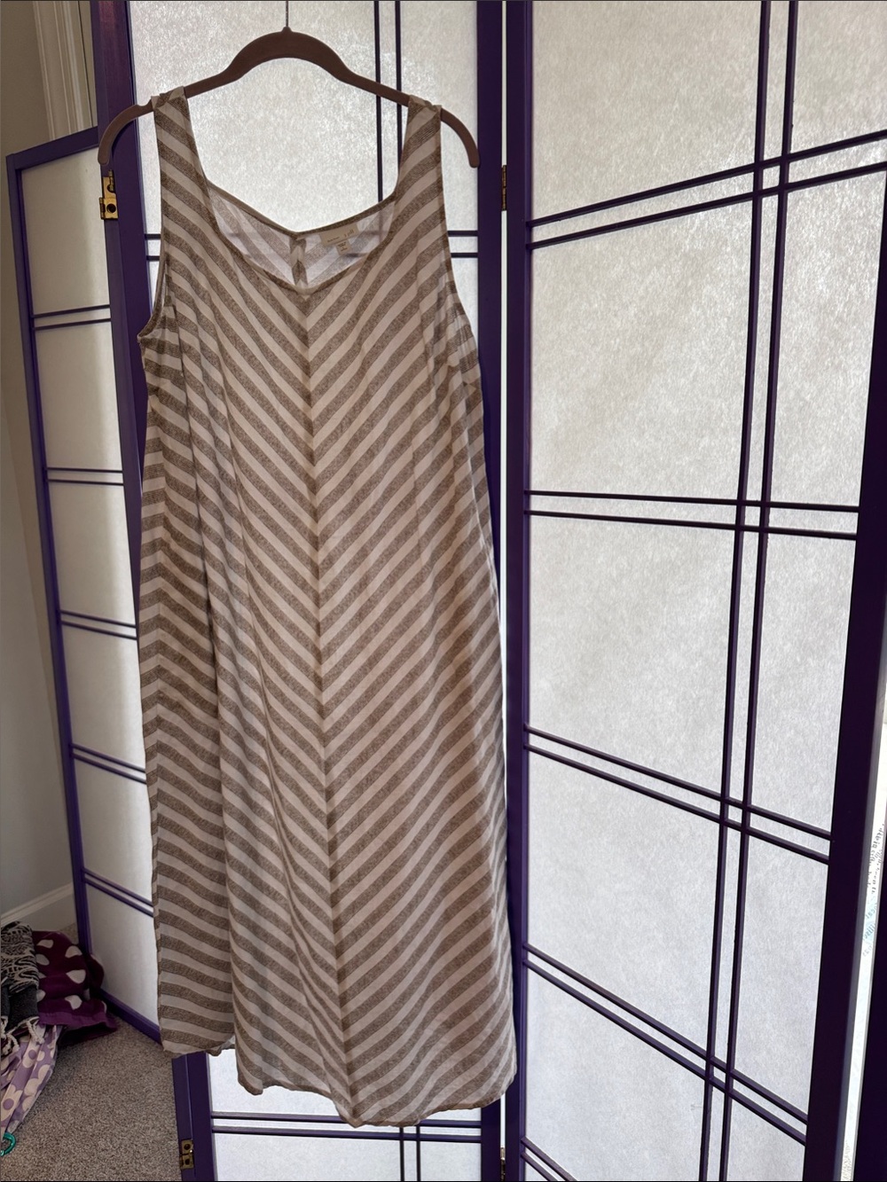 J. Jill Brown and White Chevron Stripe Maxi Dress